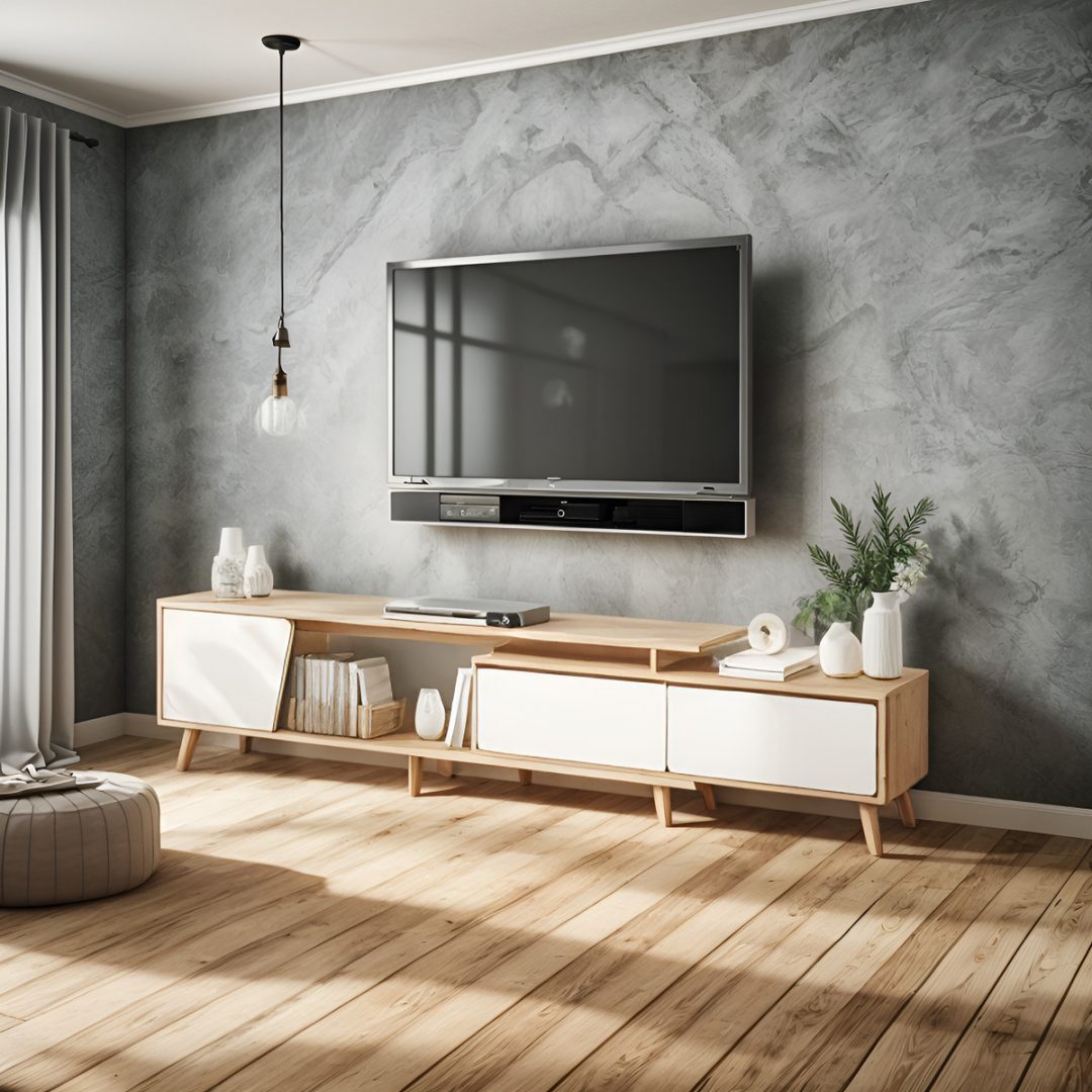 Rack TV MDF Laminado Expandible 140-240x30 cm - Imagen 5