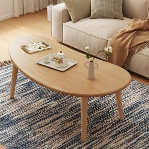 Mesa Ratona Ovalada Minimalista De Madera MDF 120x55 cm