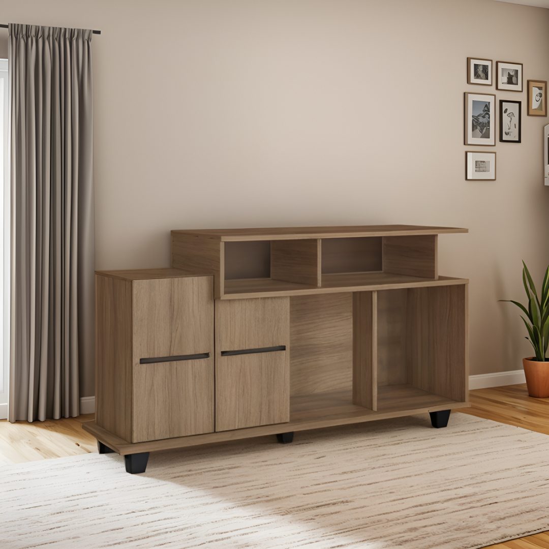 Rack Tv Mueble Recibidor Dormitorio Mdf Color Miel 65x120 Cm - Imagen 7