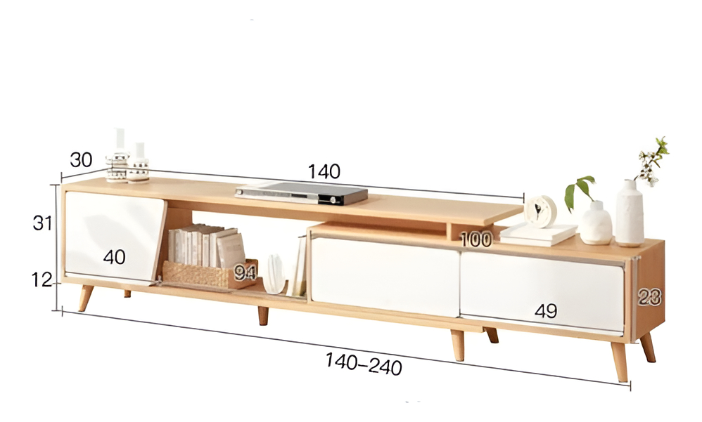 Rack TV MDF Laminado Expandible 140-240x30 cm - Imagen 11