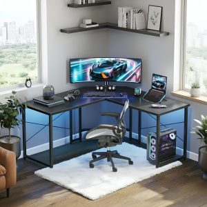 Escritorio Gamer Esquinero Resistente En L Fibra De Carbono