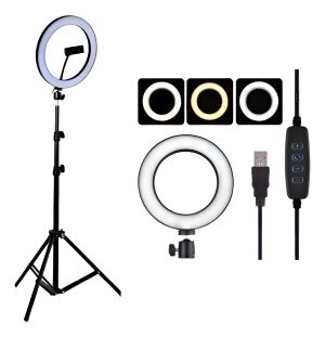 Aro De Luz Profesional De 33 Cm Más Tripode Negro 2.1 Mts