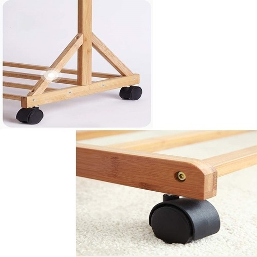 Perchero Organizador Madera Bambú Con Ruedas - Imagen 6
