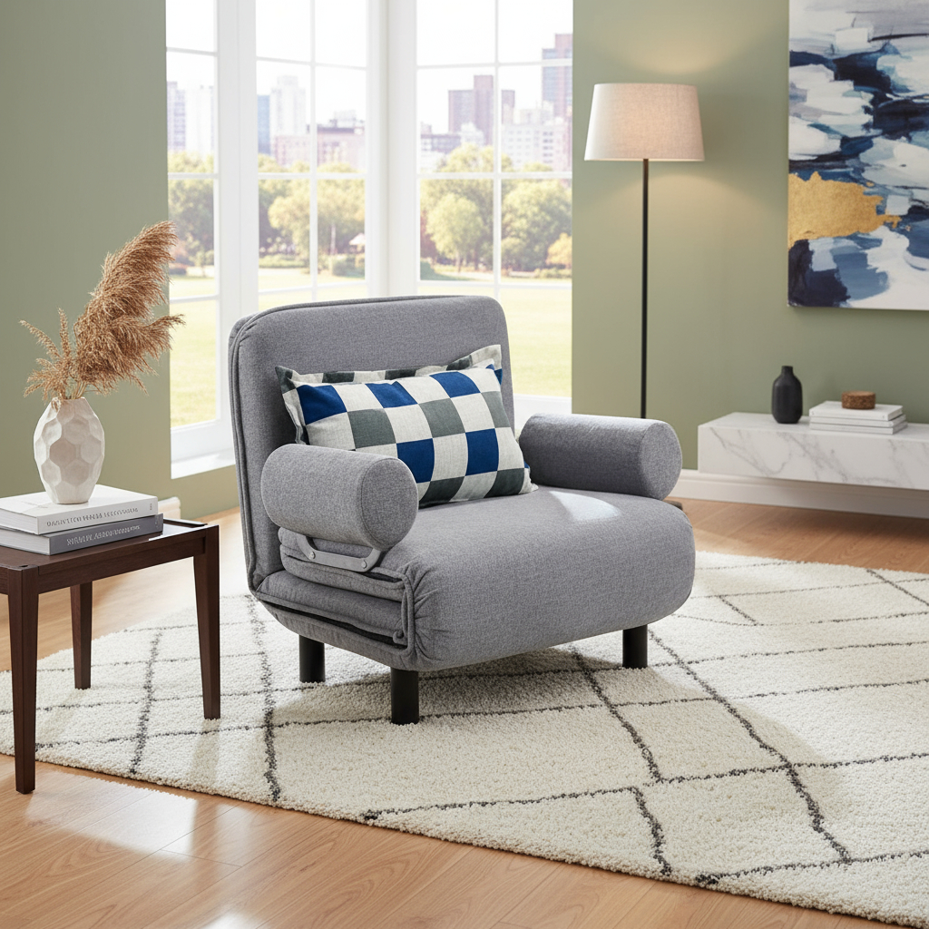Sofá Cama Sillón Moderno Plegable Con Poza Brazos Reclinable