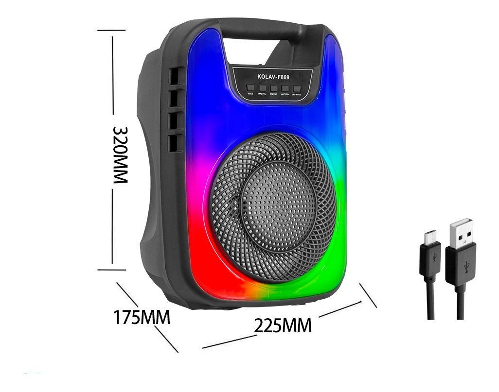 Parlante Altavoz Kolav Bluetooth F809 8pulgadas Luces RGB - Imagen 5