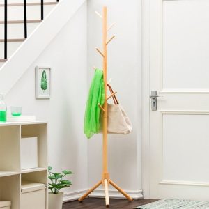 Perchero Madera Bambú De Pie 175x42 cm