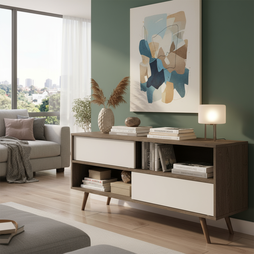 Mueble Soporte Minimalista Aparador TV Mdf 2 Puertas