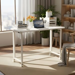 Escritorio Plegable Metal Mdf Con Ruedas 100x40 Cm