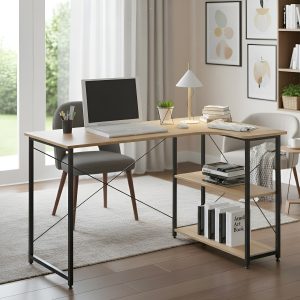 Escritorio Esquinero Mesa De Oficina En L Con Estantes 120cm