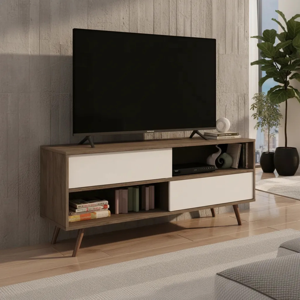 Mueble Soporte Minimalista Aparador TV Mdf 2 Puertas - Imagen 3