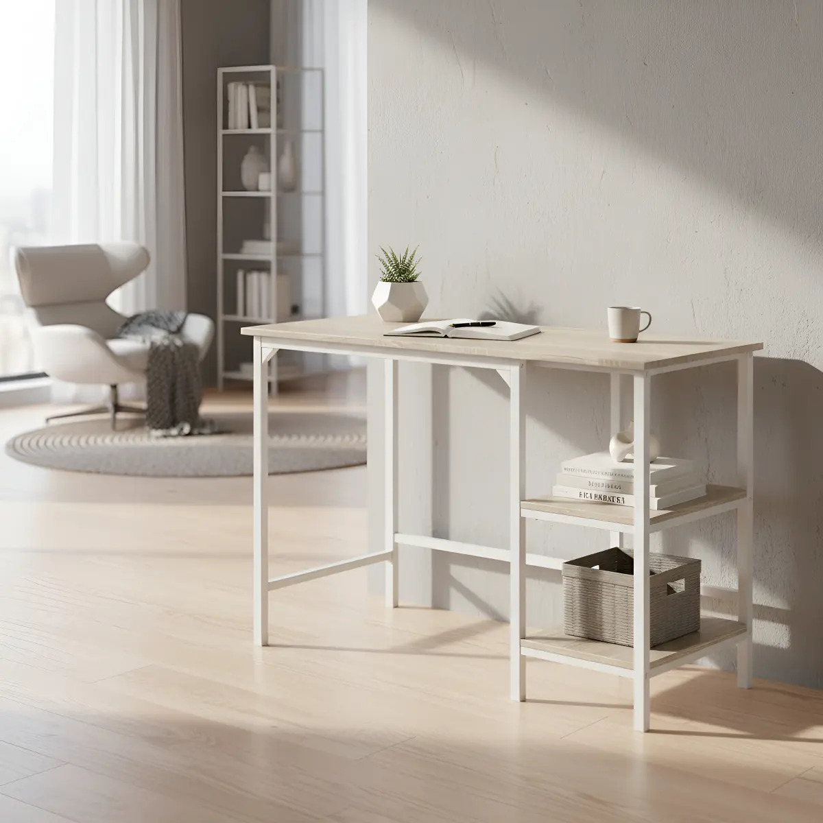 Escritorio Mesa Ordenador Con 2 Estantes MDF 120 CM - Imagen 4