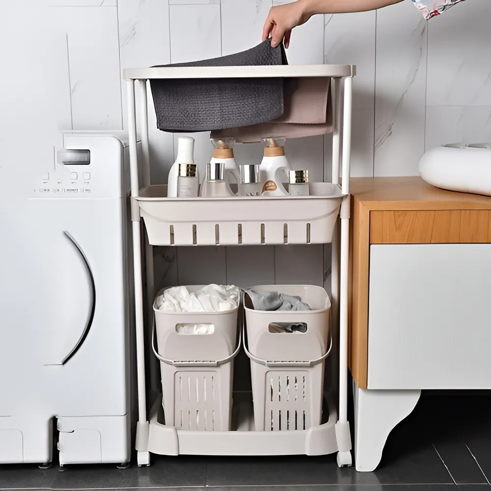 Carro Multiuso De Baño Ventilada 3 Niveles Con Ruedas - Imagen 3