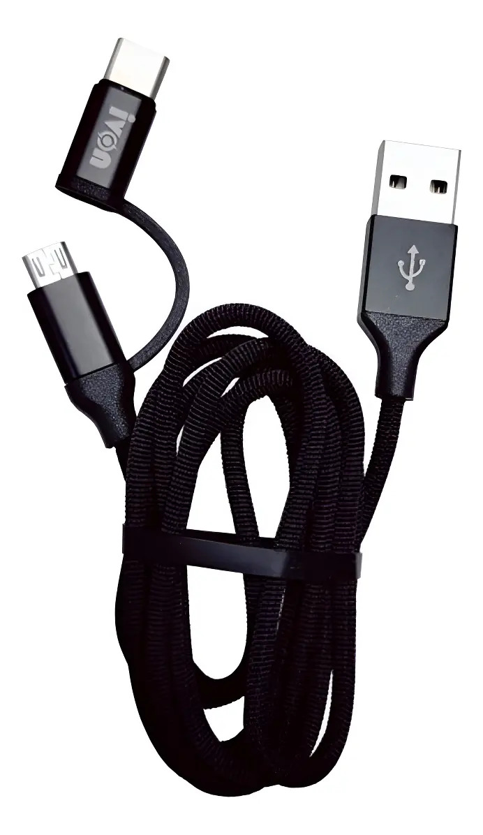 Cable Usb 2 En 1 USB-C Y Micro - Usb Naylon Trenzado 1 metro - Imagen 3