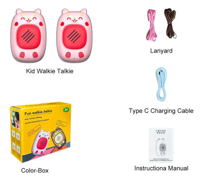 Par X2 Walkie Talkie Tipo C Recargable Osito Conejo - Imagen 6