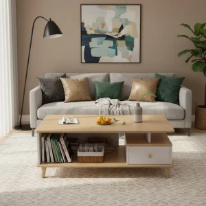 Mesa Ratona Auxiliar Con Estante Cajón 120x60 Cm