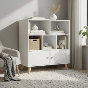 Organizador Cubo Moderno Mdf 3 Niveles 2 Puertas 80x107cm