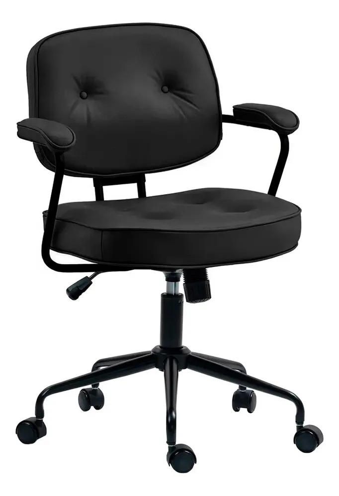 Silla De Oficina Escritorio Vintage Cuero Sintético Con Ruedas