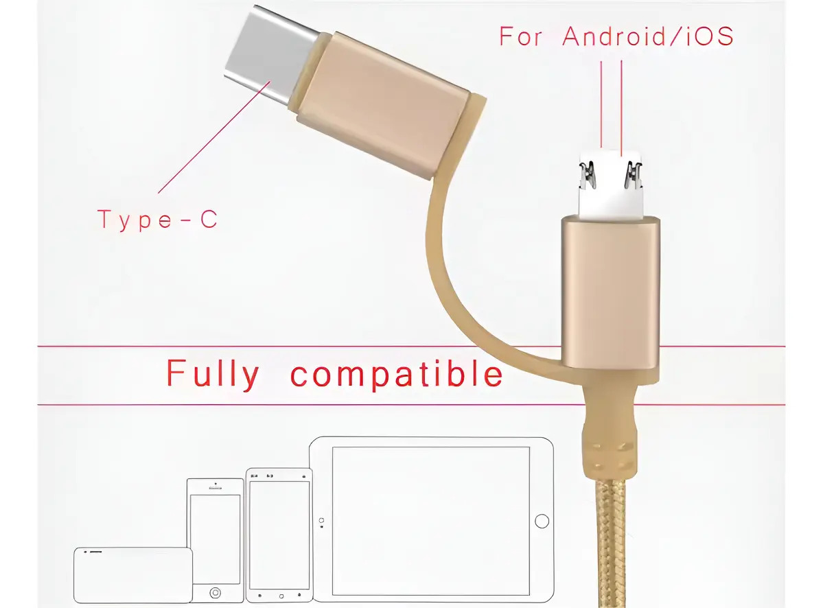 Cable Usb 2 En 1 USB-C Y Micro - Usb Naylon Trenzado 1 metro - Imagen 12