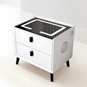 Mesa De Luz Inteligente Con Carga Inalámbrica Luz Led Y Parlante