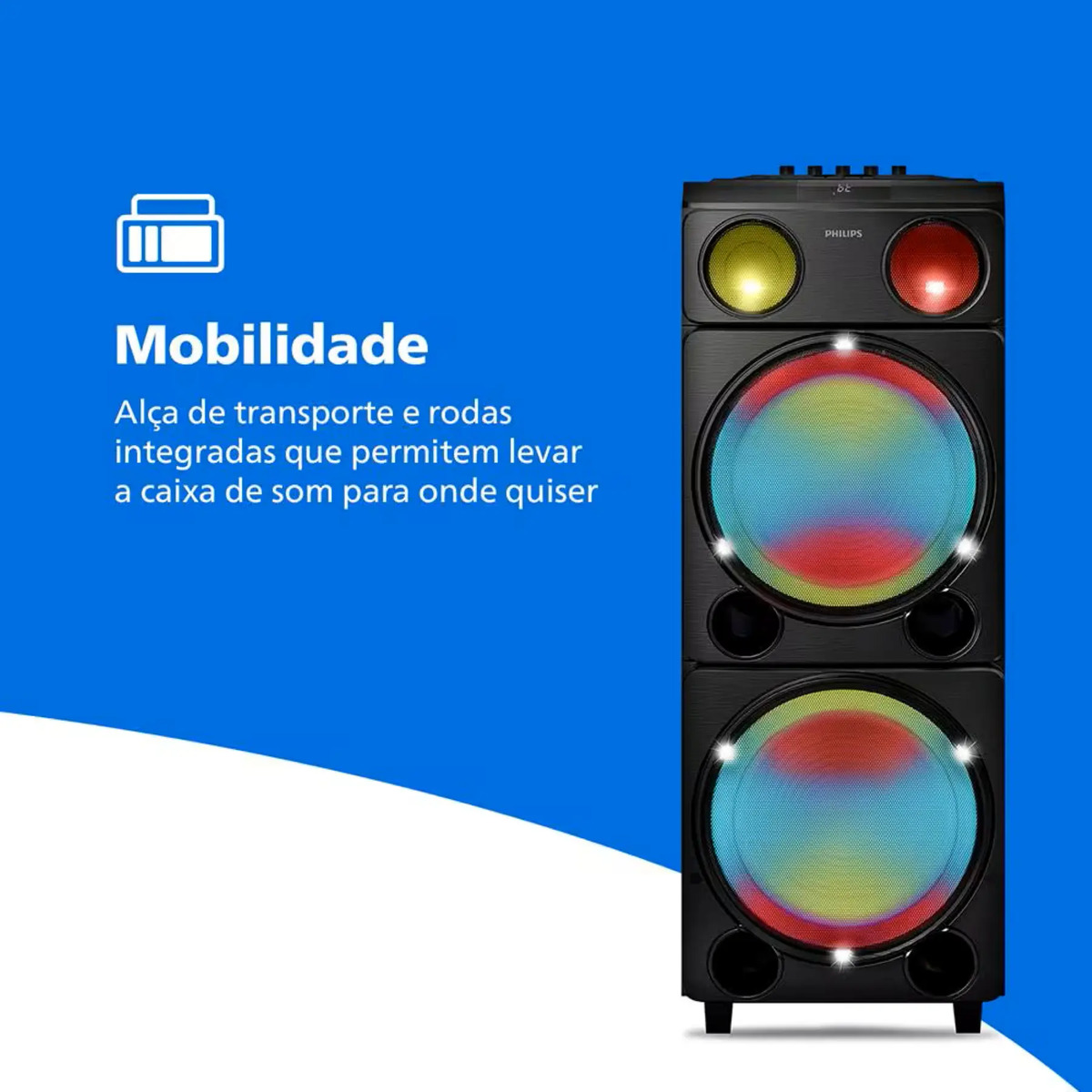 Bocina De Sonido Parlante Philips Con Luces Led Y Ruedas - Imagen 9