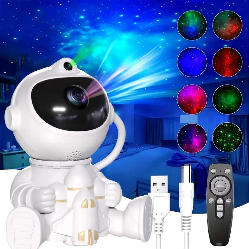 Lampara Led Proyector Astronauta Estrellas De Galaxia USB - Imagen 4