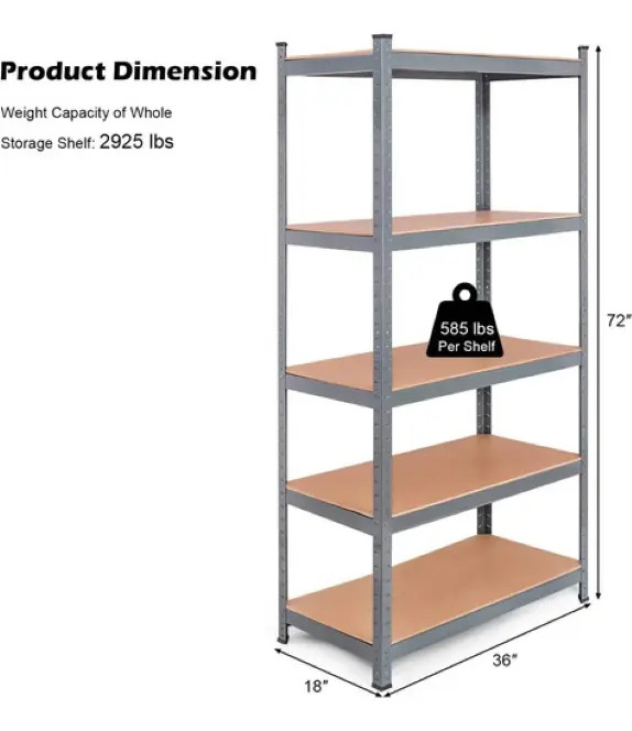Estantería De Metal Mdf Resistente 90x40x180cm 5 Estantes - Imagen 6
