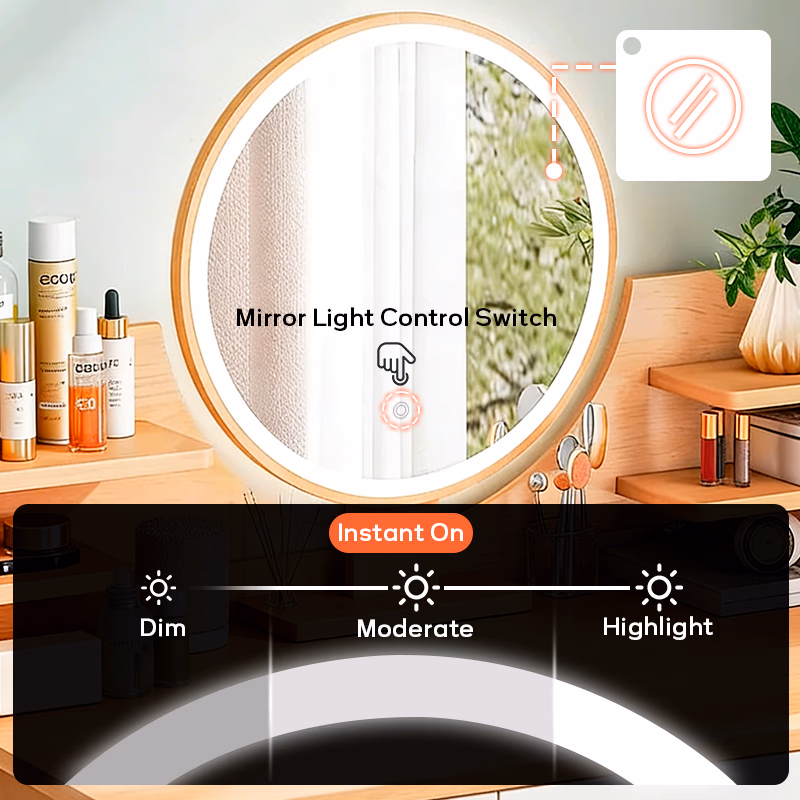 Tocador Con Espejo Luz Led Con 4 Estantes Y 2 Cajones + Taburete - Imagen 6