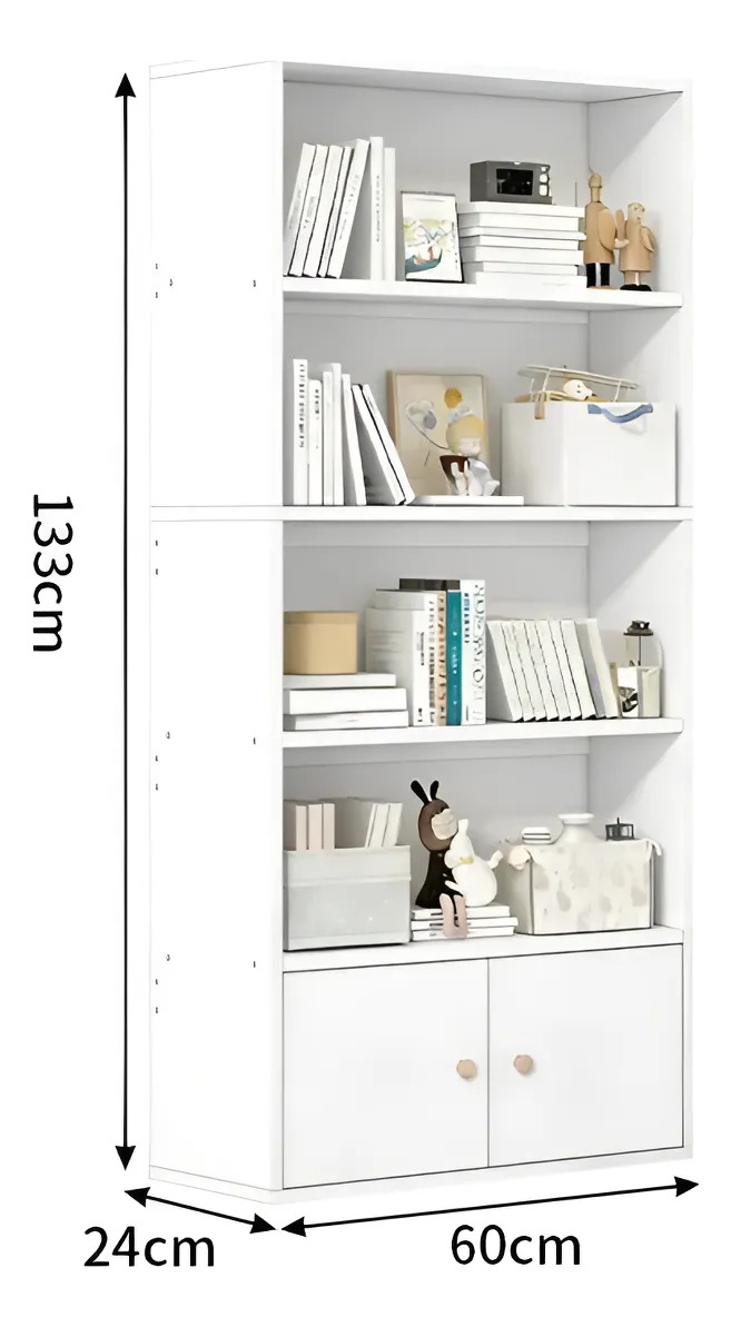 Estantería Biblioteca Multiuso De 4 Estantes 2 Puertas 133x60cm - Imagen 7