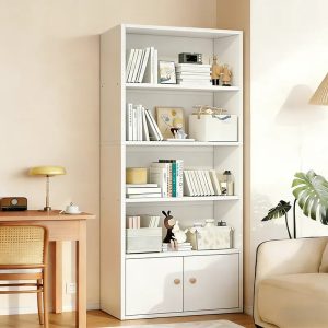 Estantería Biblioteca Multiuso De 4 Estantes 2 Puertas 133x60cm