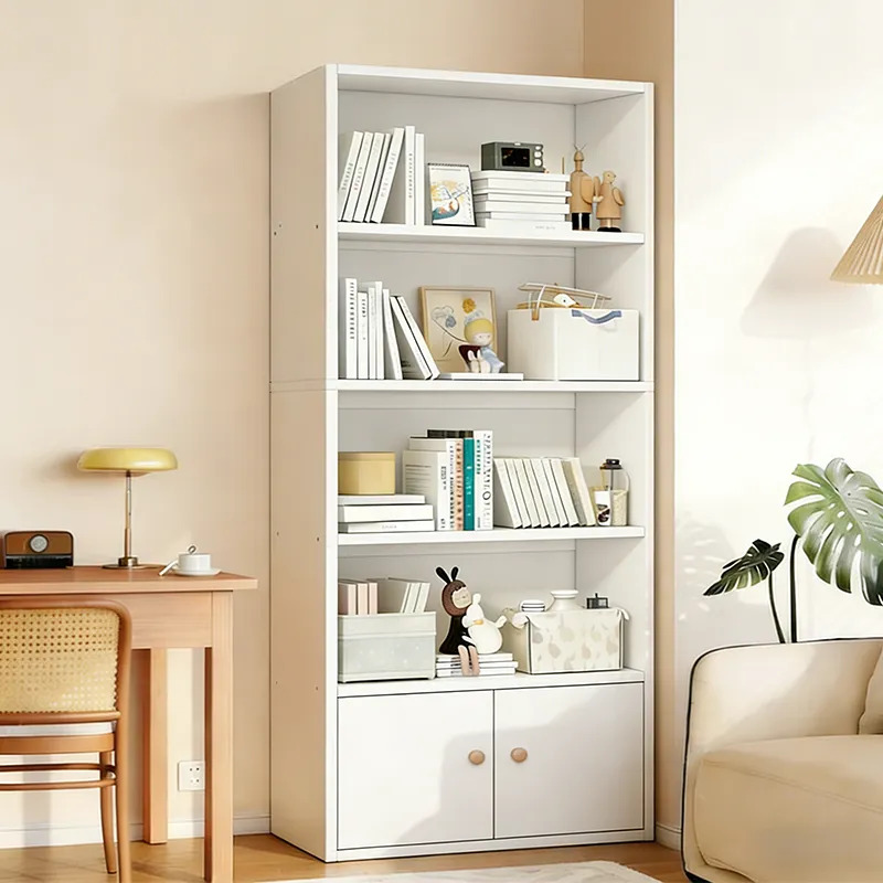 Estantería Biblioteca Multiuso De 4 Estantes 2 Puertas 133x60cm