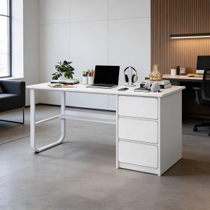 Escritorio Minimalista Mdf Hierro 3 Cajones 1 Estante 120 cm