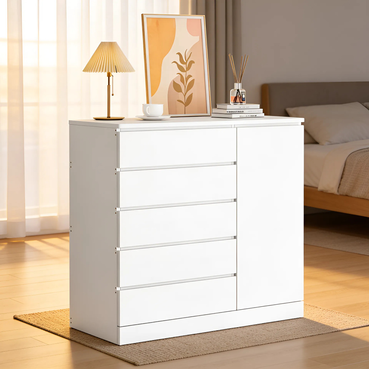 Cómoda Armario De Almacenamiento Con 5 Cajones 100x40 cm - Imagen 4