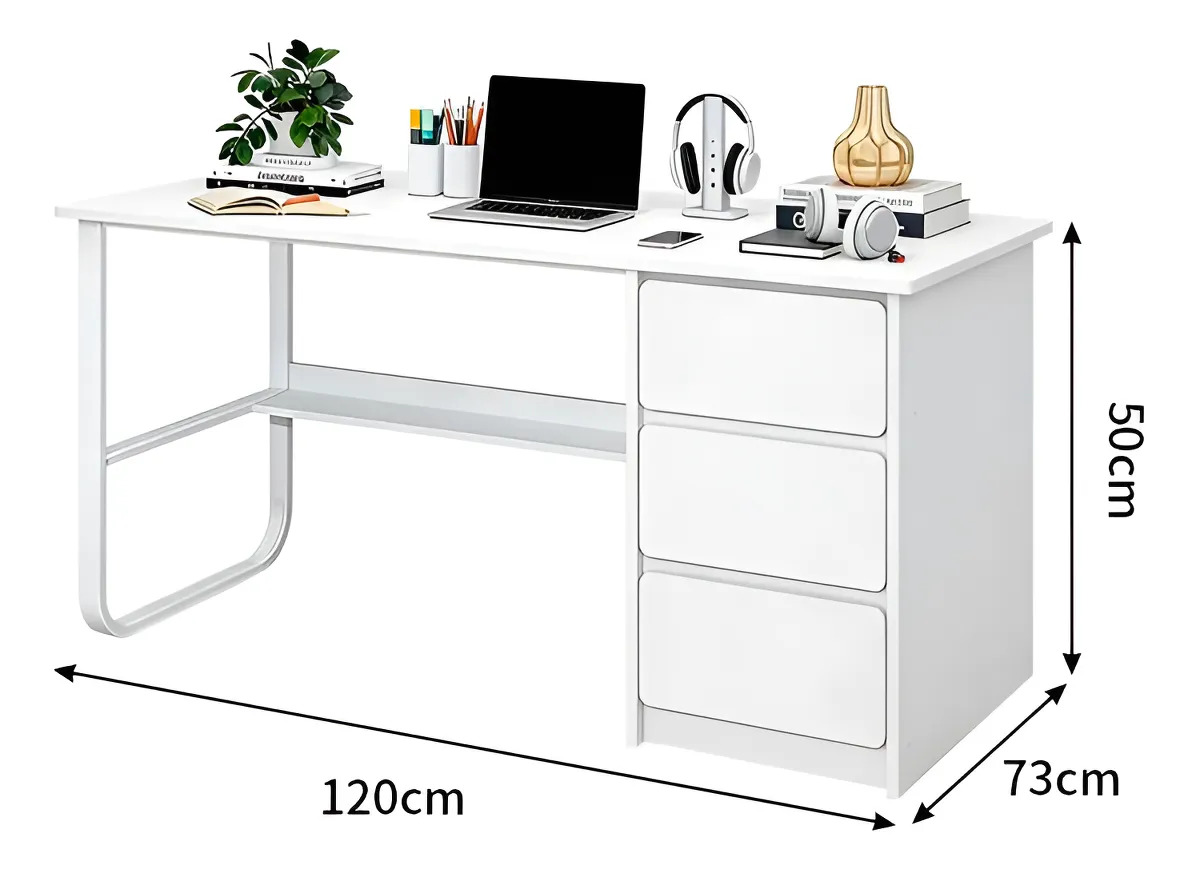 Escritorio Minimalista Mdf Hierro 3 Cajones 1 Estante 120 cm - Imagen 8