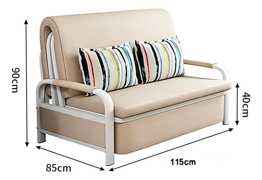 Sofá Cama Sillón Plegable Multifuncional 2 Plazas - Beige - Imagen 8