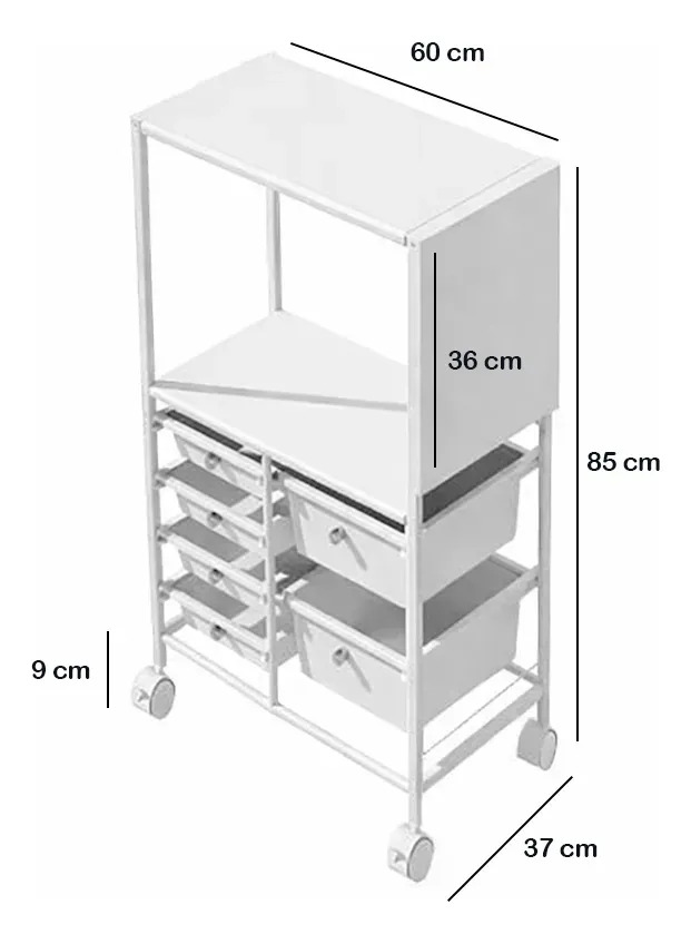 Organizador Isla De Cocina Extensible Con Ruedas Y 6 Canastos - Imagen 8