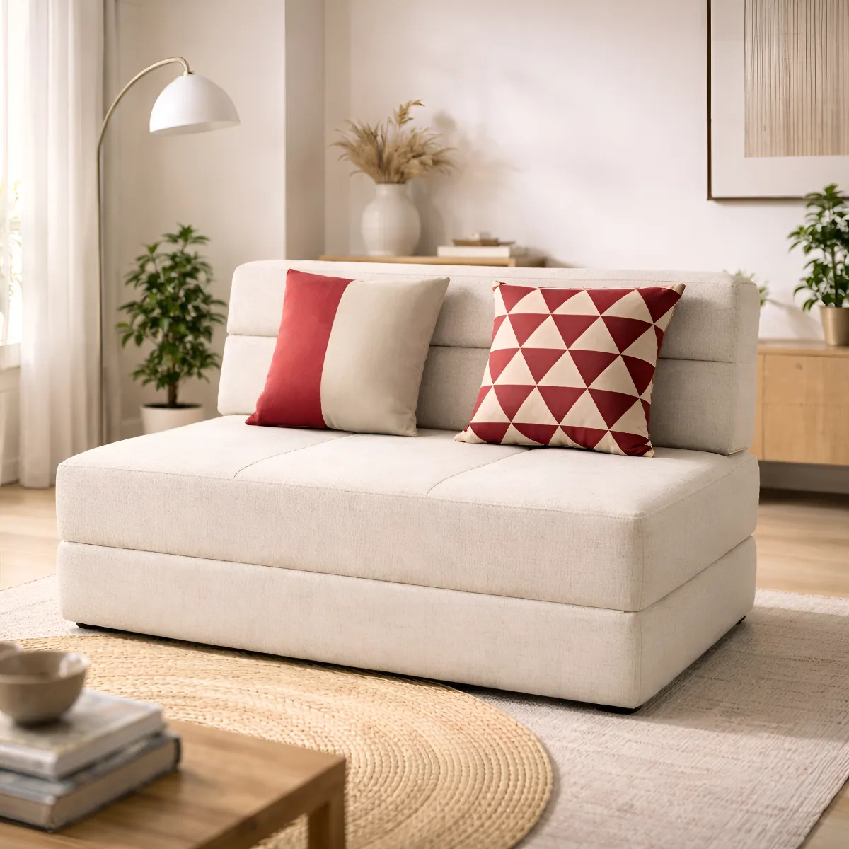 Sofá Cama Sillón Reclinable Minimalista Funcion 2 En1 - Beige