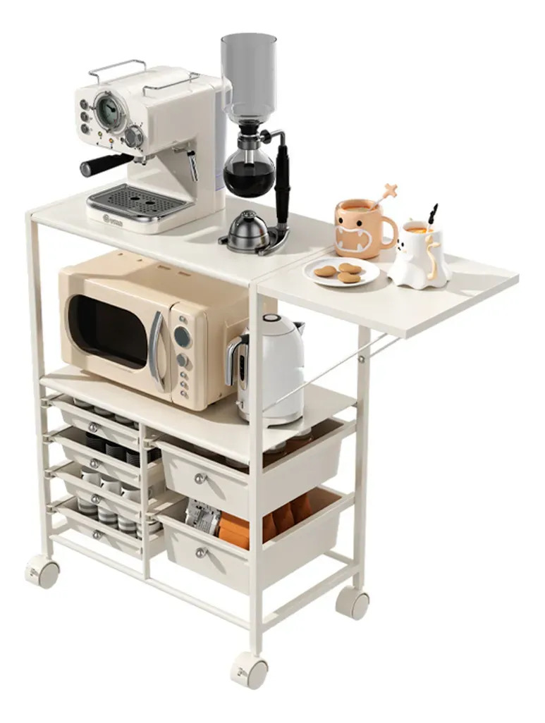 Organizador Isla De Cocina Extensible Con Ruedas Y 6 Canastos