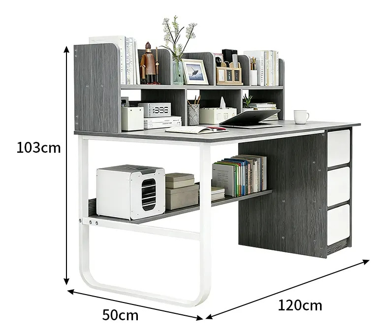 Escritorio De Oficina Minimalista MDF Con 3 Cajones 8 Estantes - Imagen 8