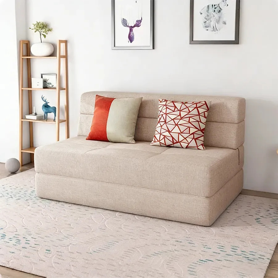 Sofá Cama Sillón Reclinable Minimalista Funcion 2 En1 - Beige - Imagen 6