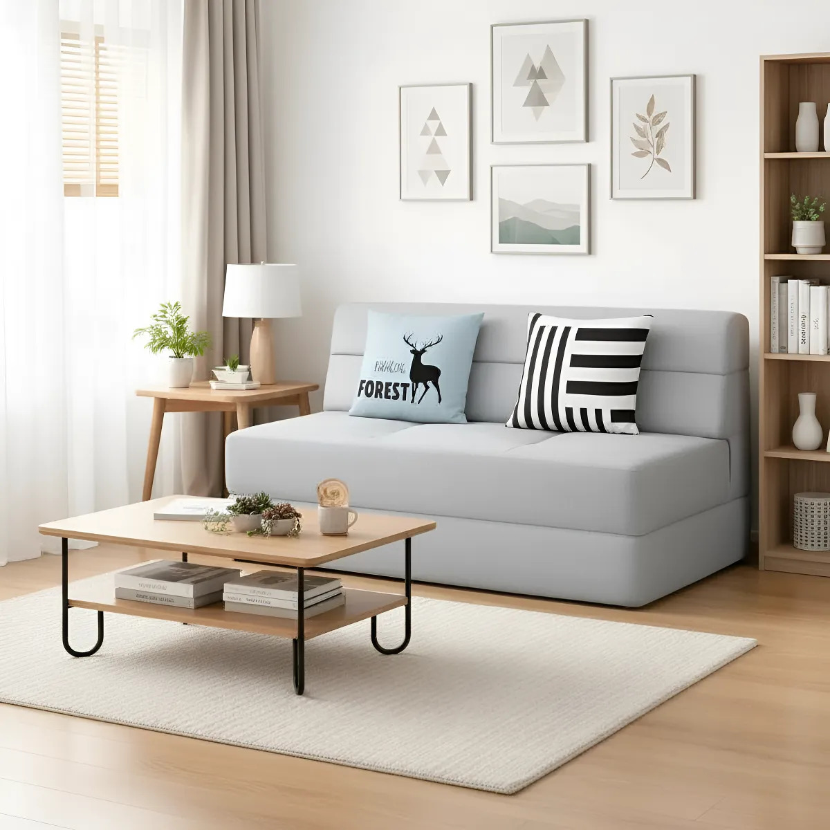 Sillón Sofá Cama Plegable Multiuso 2 Cuerpos - Gris - Imagen 5