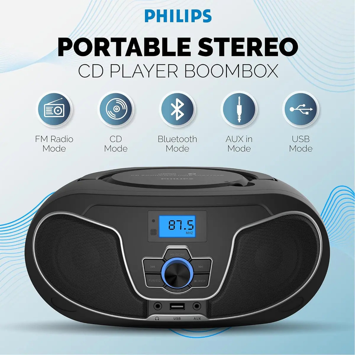 Radio Y Reproductor Philips Boombox Pantalla LCD FM USB MP3 CD - Imagen 5