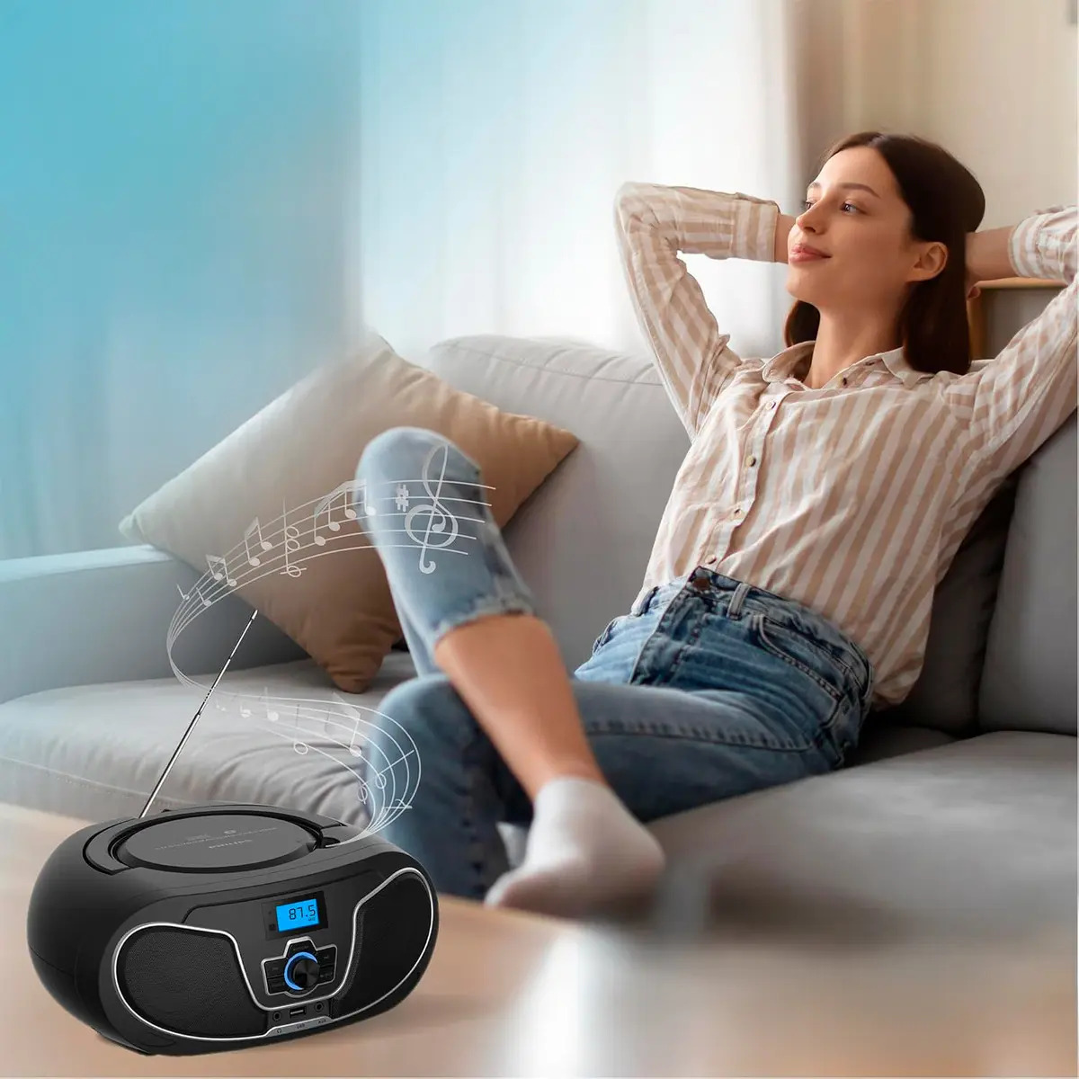 Radio Y Reproductor Philips Boombox Pantalla LCD FM USB MP3 CD - Imagen 3