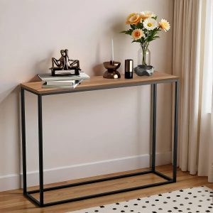 Mesa Aparador De Arrime Minimalista Mdf Y Hierro 80cm