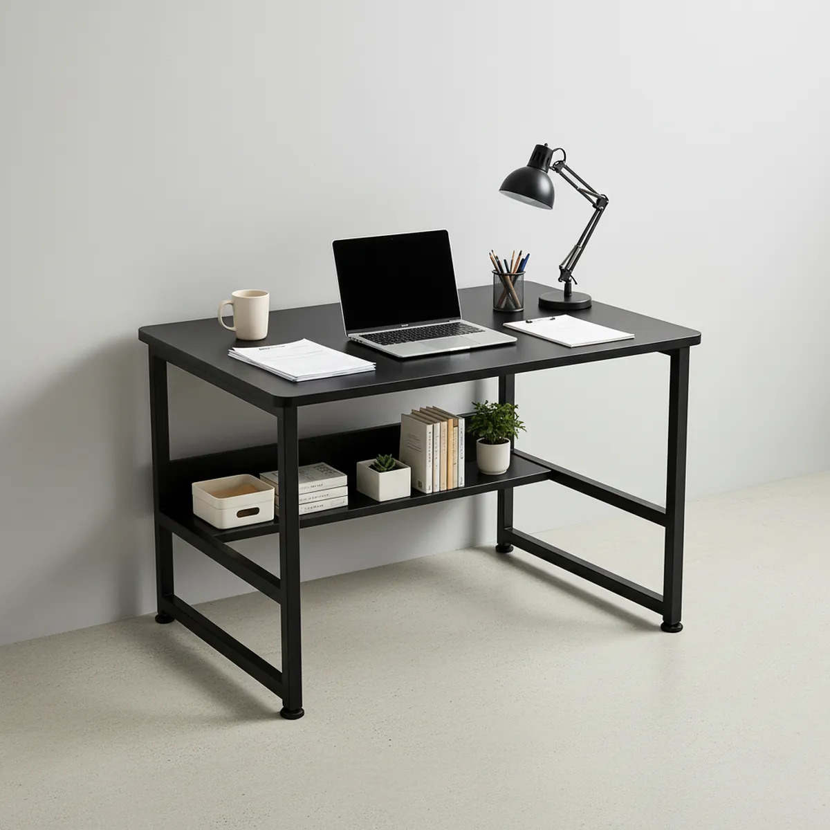 Escritorio Moderno De Oficina Madera Mdf Y Hierro 80x40cm - Imagen 5