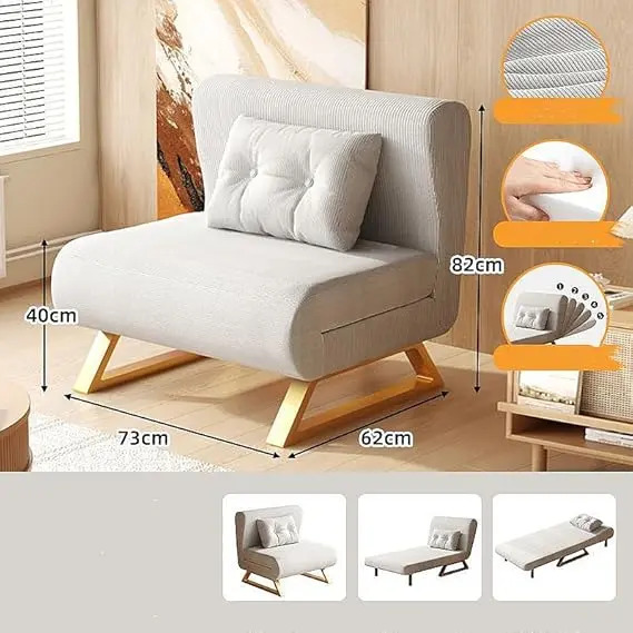 Sofá Cama Plegable 5 Angulos Ajustables 1 Cuerpo 3 En1 - Imagen 5