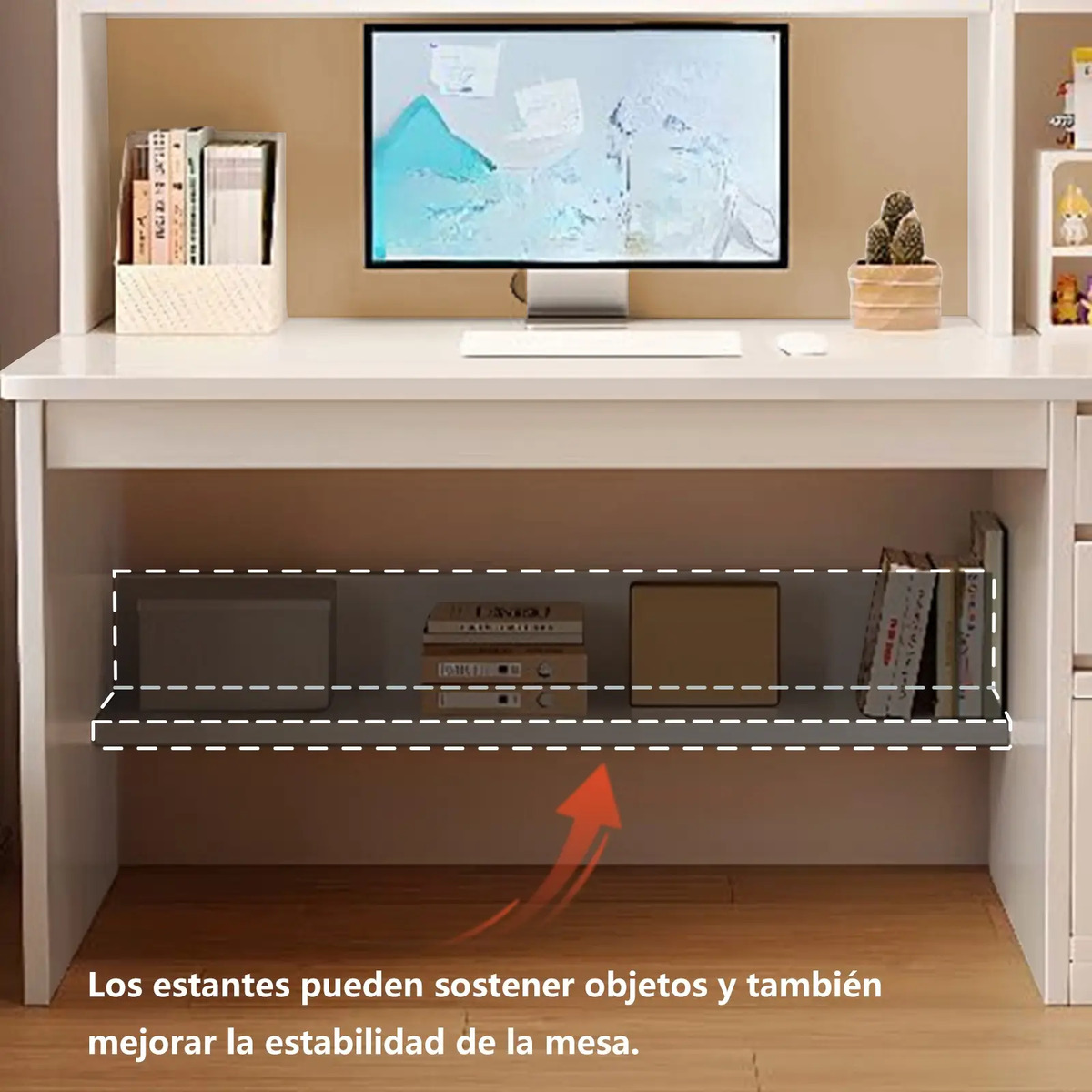 Escritorio Multiuso De Oficina Con Cajones Y Esntantes 120 cm - Imagen 9