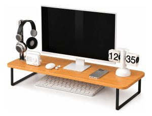 Estante Escritorio Notebook Monitor De Madera Metal 60x26cm