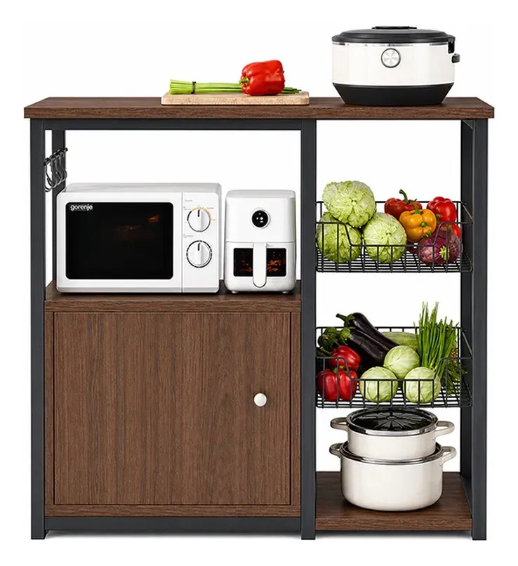 Rack Organizador Multiuso Alacena De Cocina MDF Y Metal Con Estantes - Imagen 4