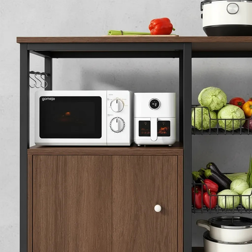 Rack Organizador Multiuso Alacena De Cocina MDF Y Metal Con Estantes - Imagen 9