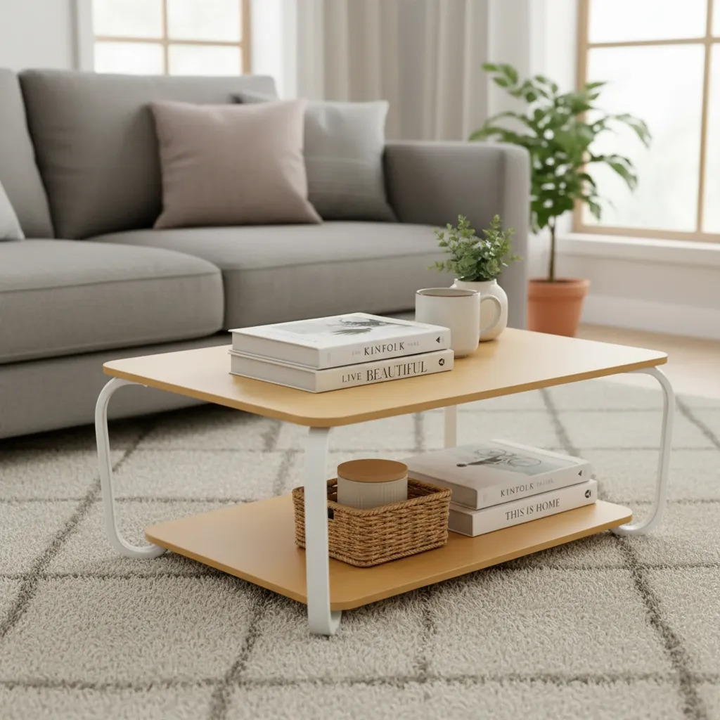 Mesa Ratona Auxiliar Moderna Mdf De 2 Niveles 100x60 cm - Imagen 3